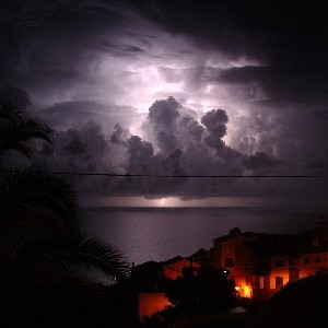thunderstorm and lightening